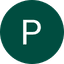 White letter P inside a dark green circular icon
